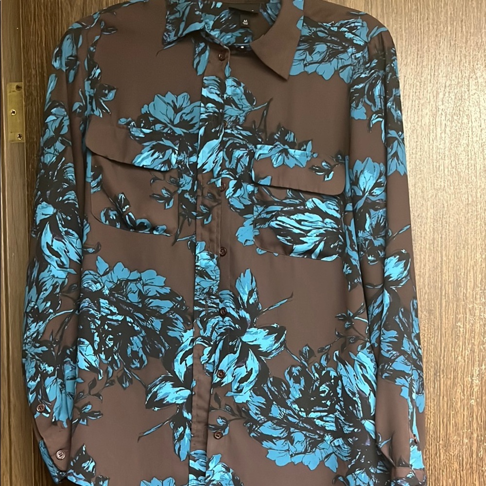 Floral Blue and Brown Men's Shirt